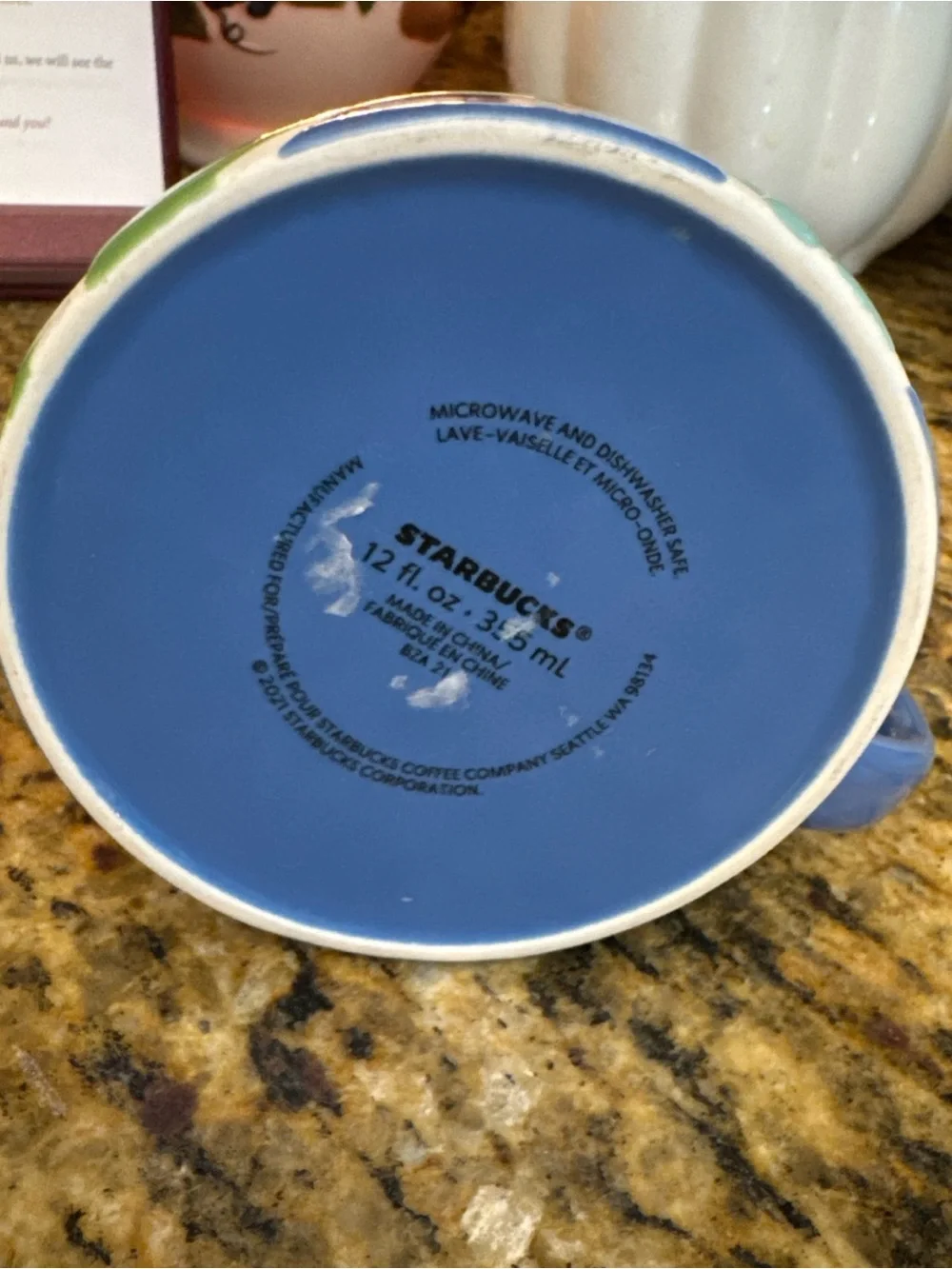Starbucks Blue Ceramic Mug with Green Accent